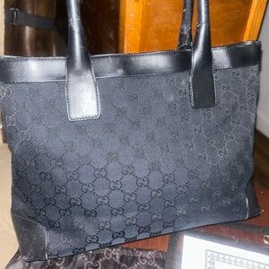 Gucci Black Monogram shoulder bag